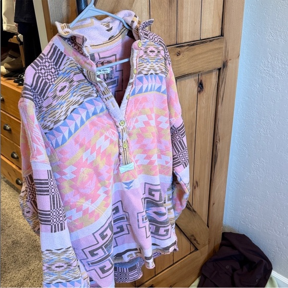 We the free Arizona sky pullover lemon combo printed shacket sweatshirt - Picture 5 of 6